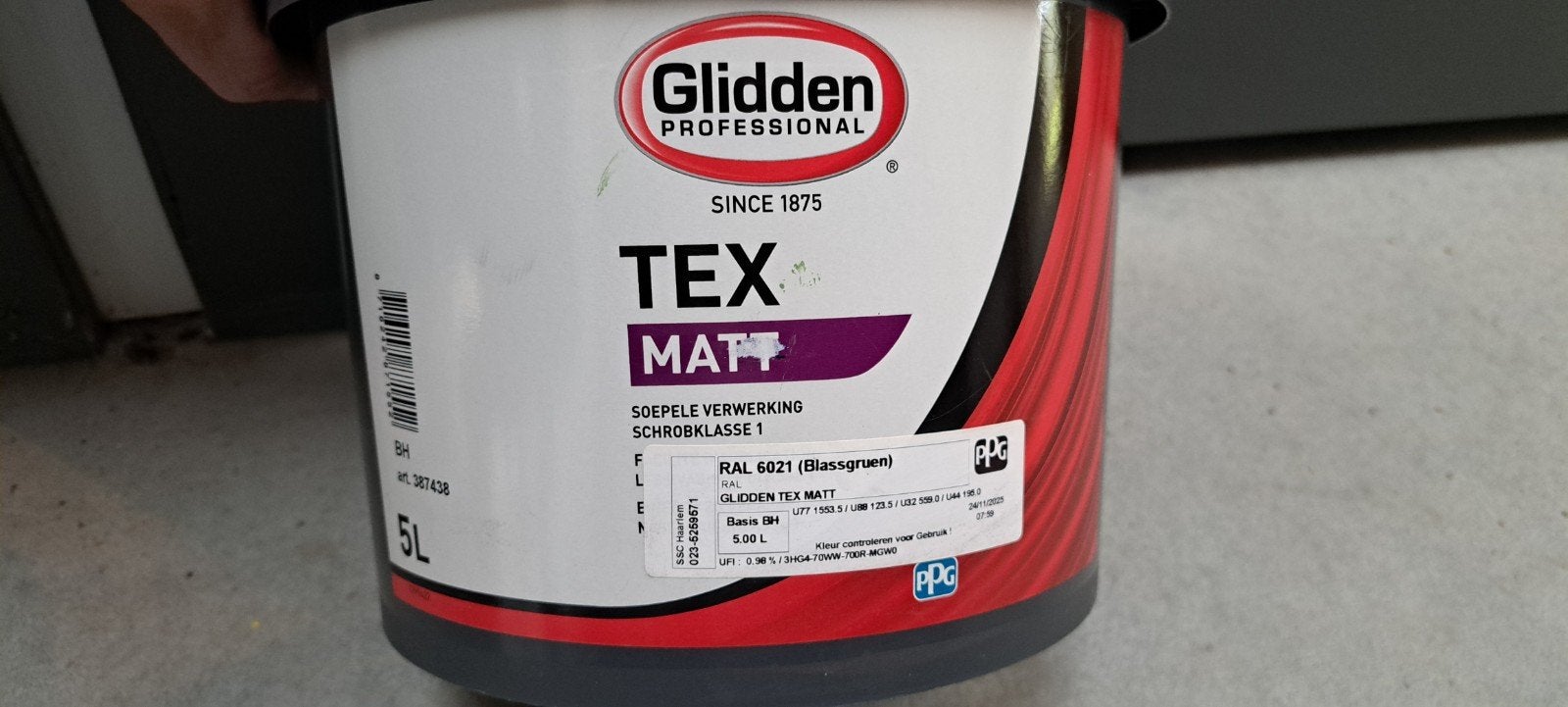 Glidden Prof. TEX MATT Muurverf - RAL 6021 (Bleekgroen, Gebruikt, Ophalen of Verzenden, Verf, Minder dan 5 liter