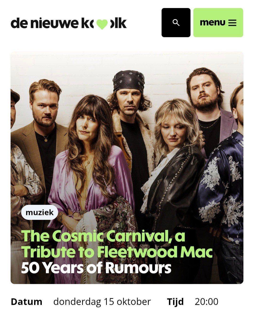 Eén ticket The Cosmic Carnaval, a tribute to Fleetwood Mac, Eén persoon, Oktober