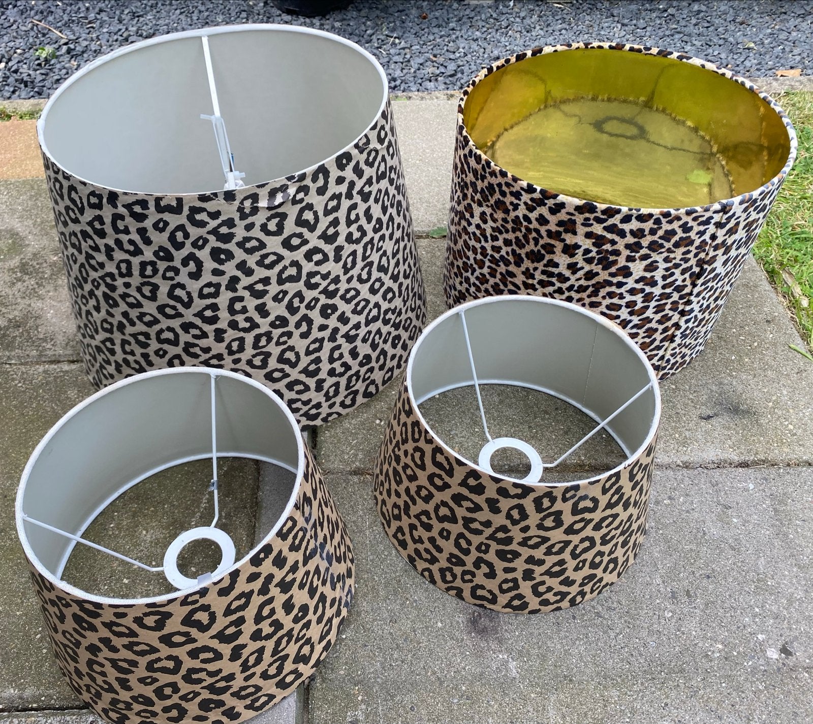 Set van 4 lampenkappen met tijgerprint, Ophalen, Gebruikt, Rond, Textiel