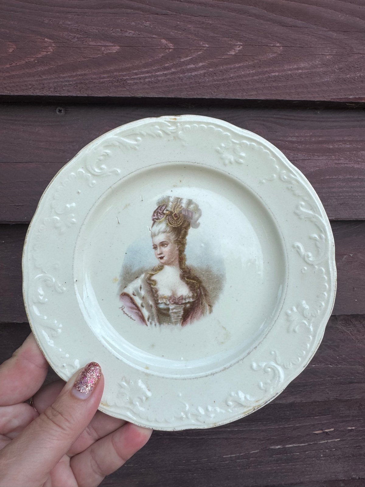 Frans bordje met afbeelding van Madame de Pompadour, Antiek en Kunst, Ophalen of Verzenden
