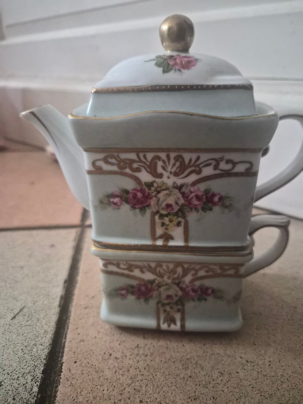 Vintage Meander BV Theepot en Kopje Set, Antiek en Kunst, Ophalen of Verzenden