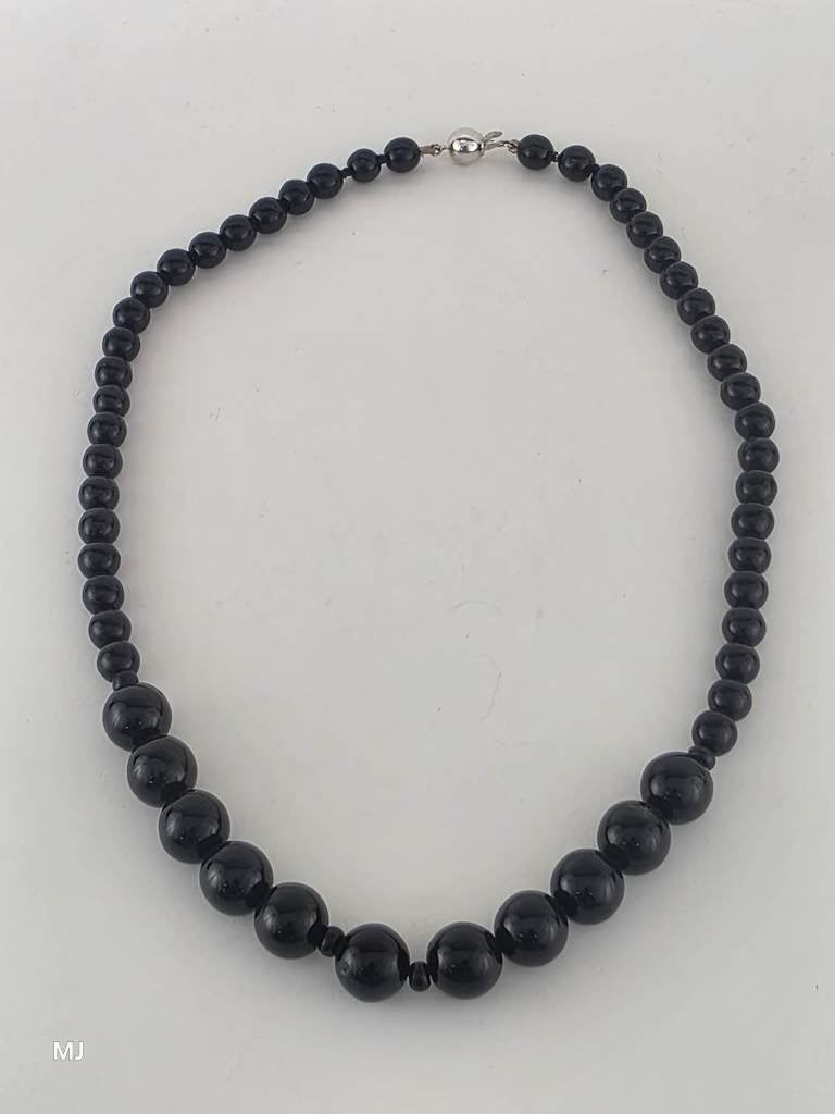 Onix collier zilveren slot                              D136, Gebruikt, ., Zwart, Ophalen of Verzenden