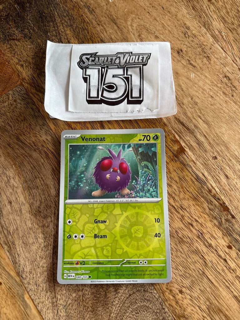 Pokémon Kaart Venonat 048/165 Scarlet & Violet 151, Ophalen of Verzenden, Zo goed als nieuw, Losse kaart