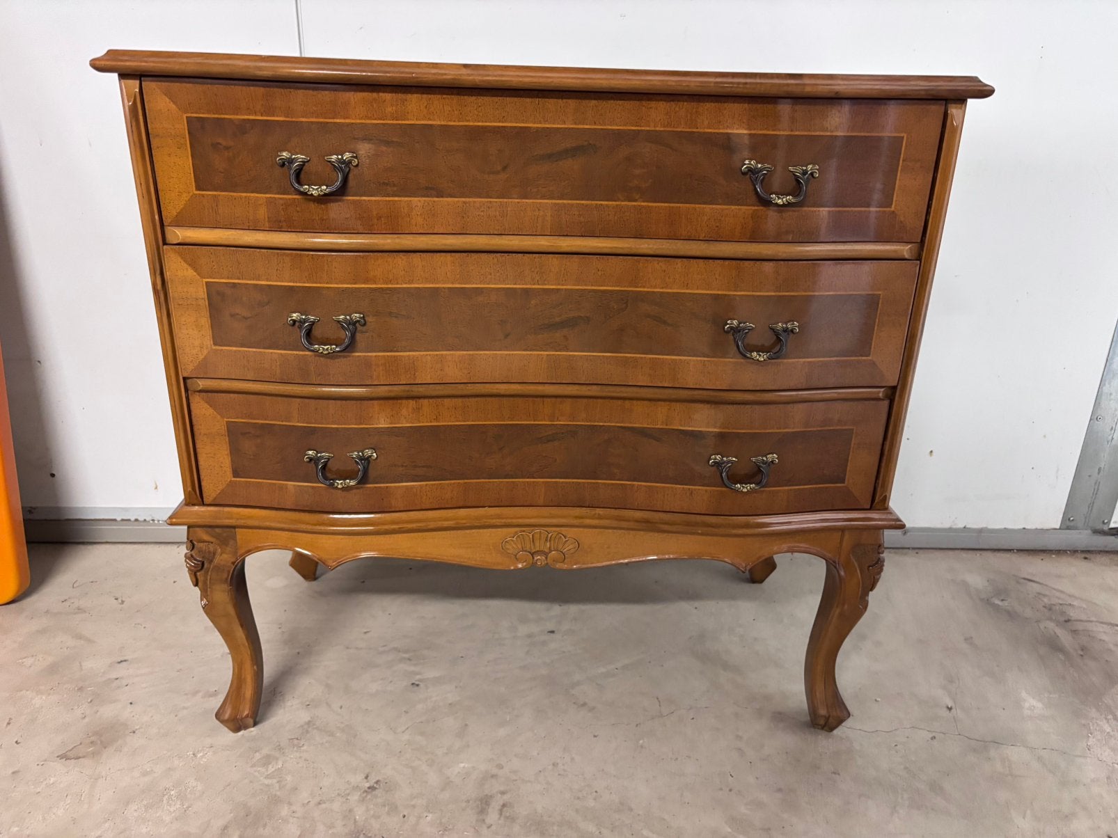 Luxe Barok Lodewijk XV Stijl Commode Wortelnoten Marquetrie, Ophalen of Verzenden, Zo goed als nieuw, 3 of 4 laden, Minder dan 100 cm