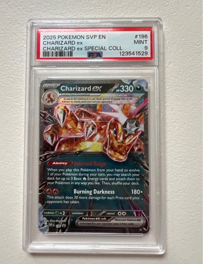 Charizard psa 9, Ophalen of Verzenden, Zo goed als nieuw, Losse kaart
