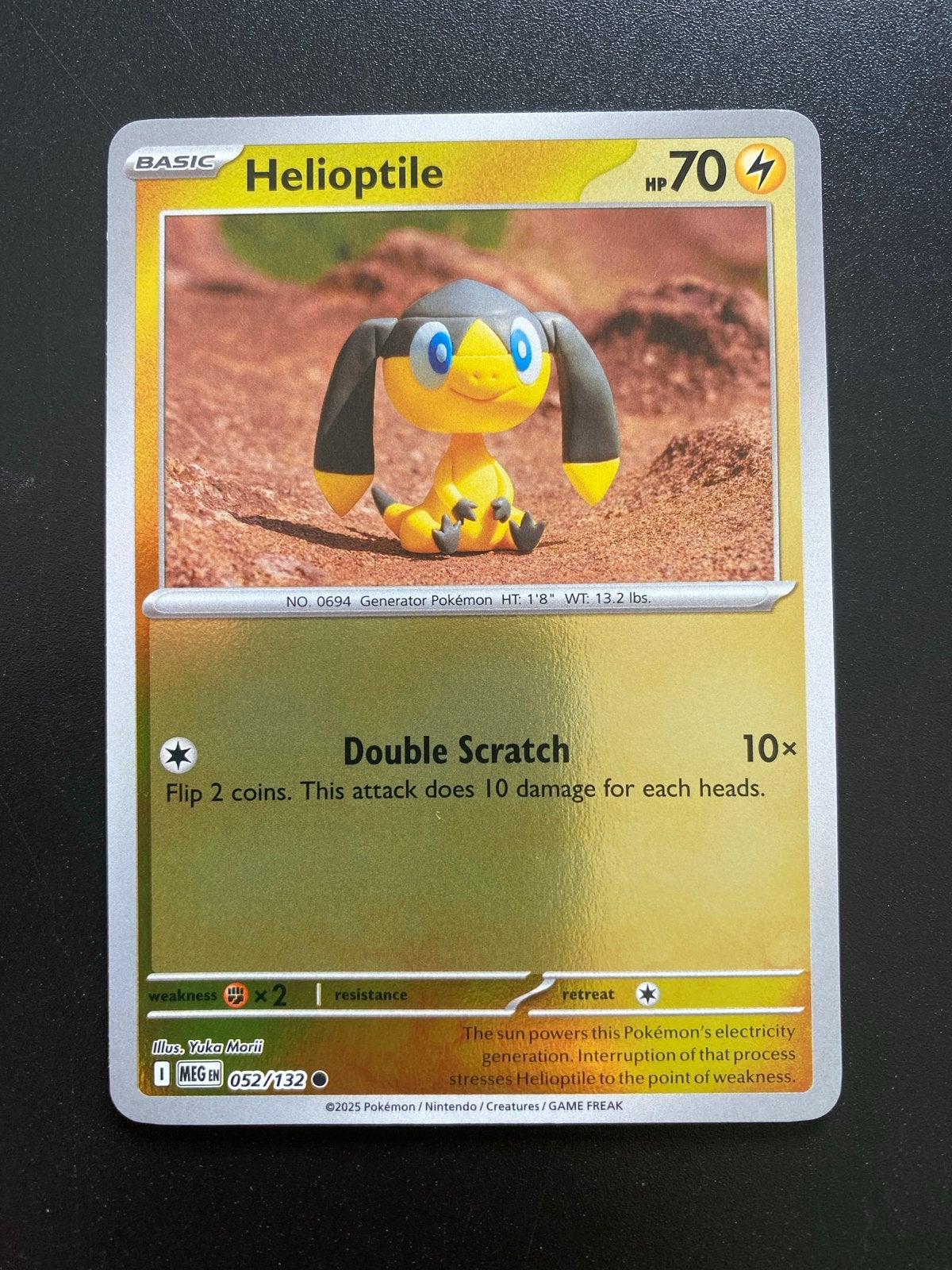 Helioptile 052/132 Reverse Holo Pokémon Mega Evolution, Ophalen of Verzenden, Zo goed als nieuw, Losse kaart, Foil