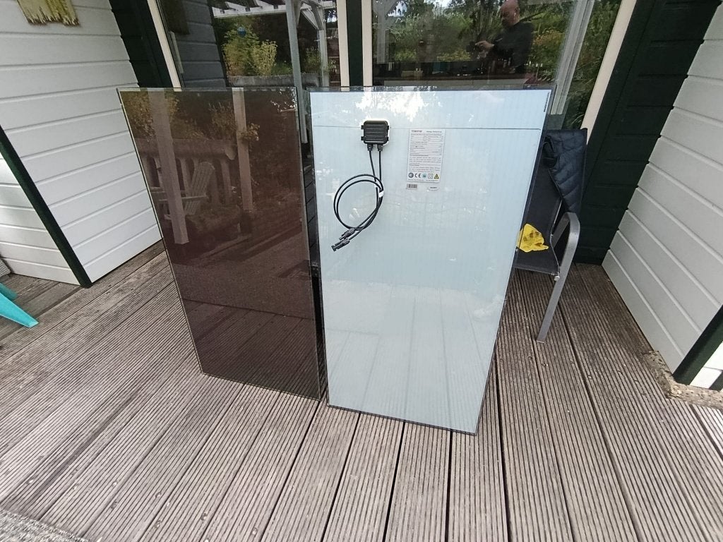 dunne film zonnepanelen geheel van glas (2 stuks), Doe-het-zelf en Verbouw, Overige Doe-het-zelf en Verbouw, Ophalen, Zo goed als nieuw