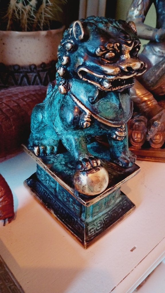 Bronzen Foo Dog Shi Tempel leeuw in topstaat, Antiek en Kunst, Ophalen of Verzenden
