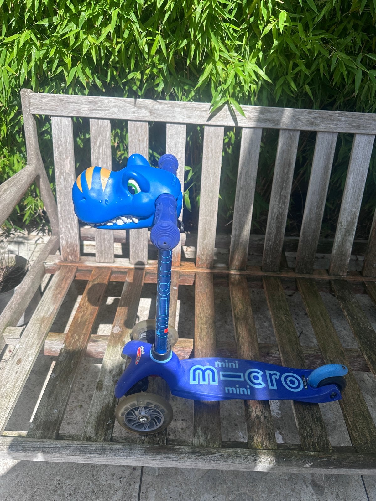 Mini Micro step blauw met dinosauruskop