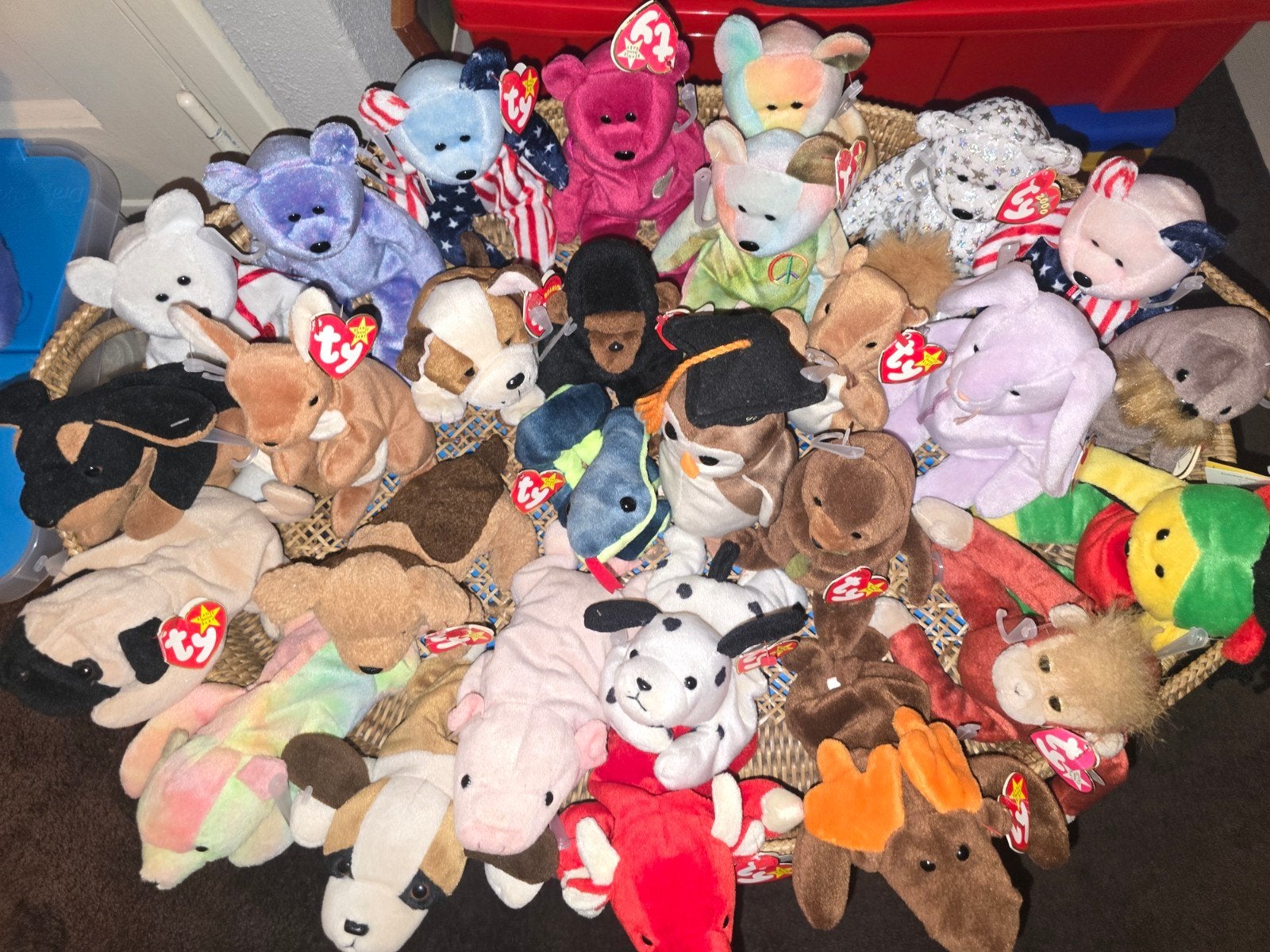 Grote collectie Beanie Babies knuffels - Diverse dieren, Ophalen, Gebruikt, Overige karakters, Hond