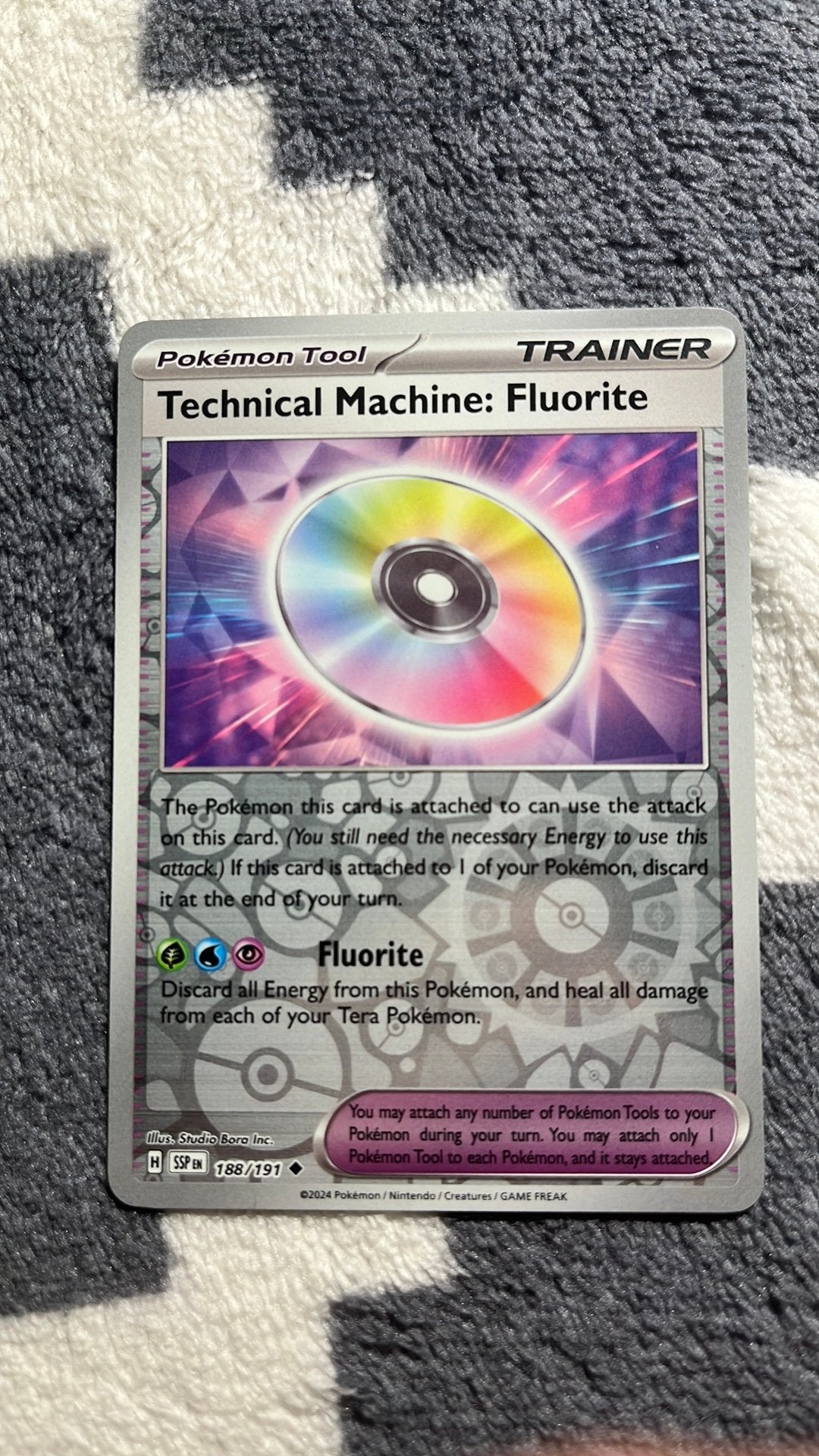 Holo Pokémon Kaart Technical Machine: Fluorite 188/191, Ophalen of Verzenden, Zo goed als nieuw, Losse kaart, Foil
