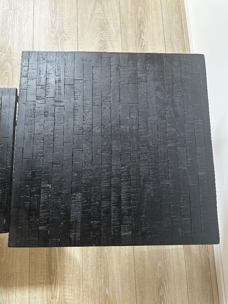 Salontafel set  zwart, Ophalen, 50 tot 100 cm, Vierkant, 50 tot 100 cm