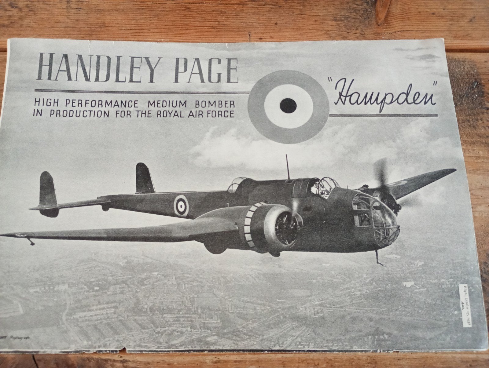 Handley page Hampden Raf, ., Ophalen of Verzenden, Luchtmacht, .