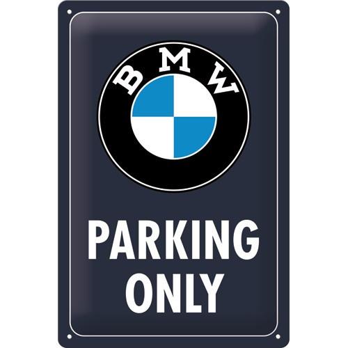 BMW Parking Only blauw relief reclamebord van metaal deco, Ophalen of Verzenden, Nieuw, Auto's