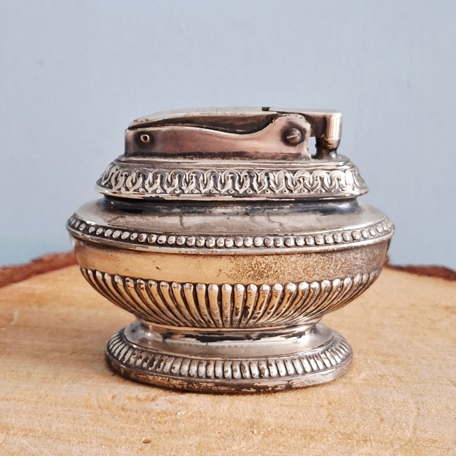 Ronson Queen Anne, verzilverde tafelaansteker, Gebruikt, Ophalen of Verzenden, Aansteker, Ronson