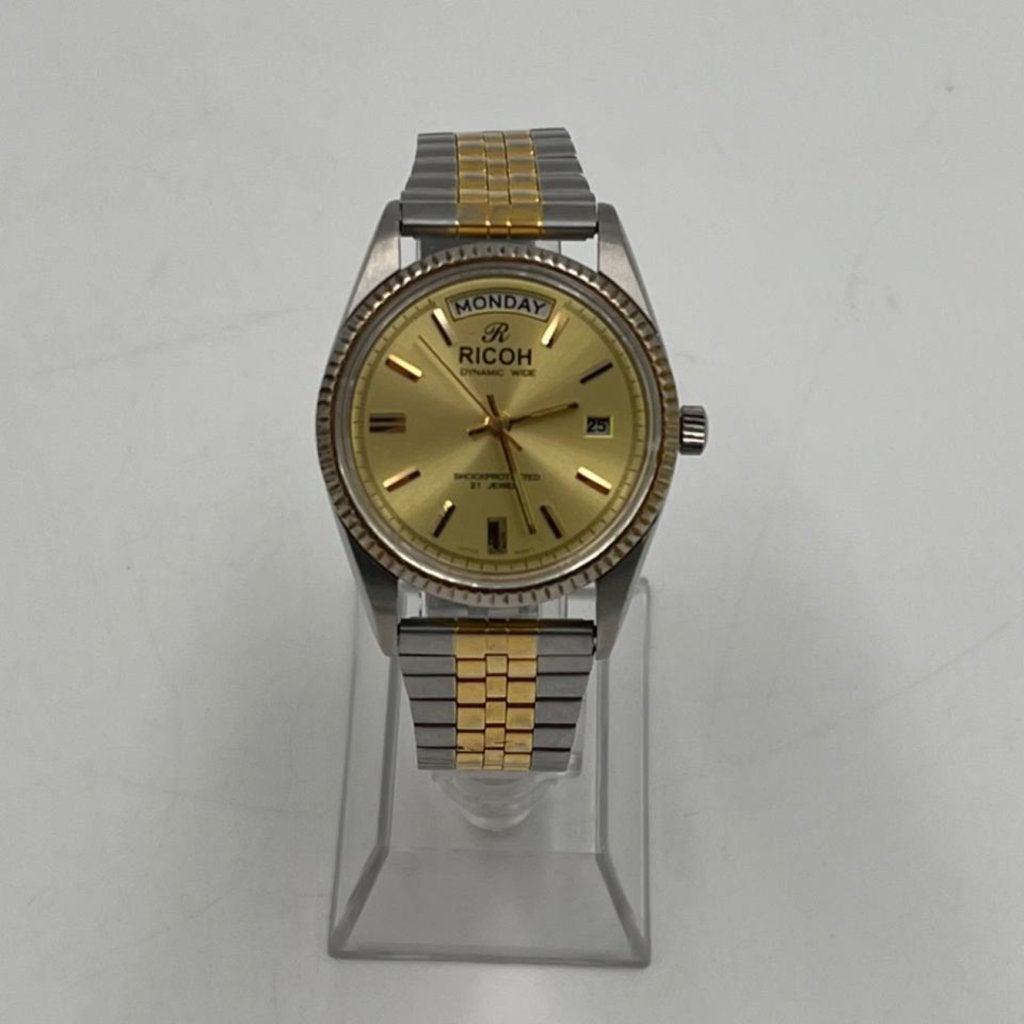 RICOH Vintage dress horloge goudkleur 21 jewels automatic, Sieraden, Tassen en Uiterlijk, Horloges | Heren, Flex Ltd., Zo goed als nieuw
