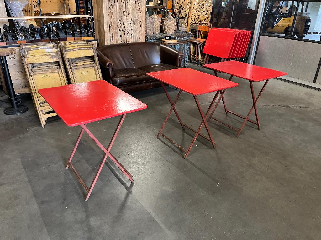 5 Oude Franse inklapbare Cafe tafels/bistrotafels, Tuin en Terras, Tuintafels, Ophalen of Verzenden, Gebruikt, Rechthoekig, Hout