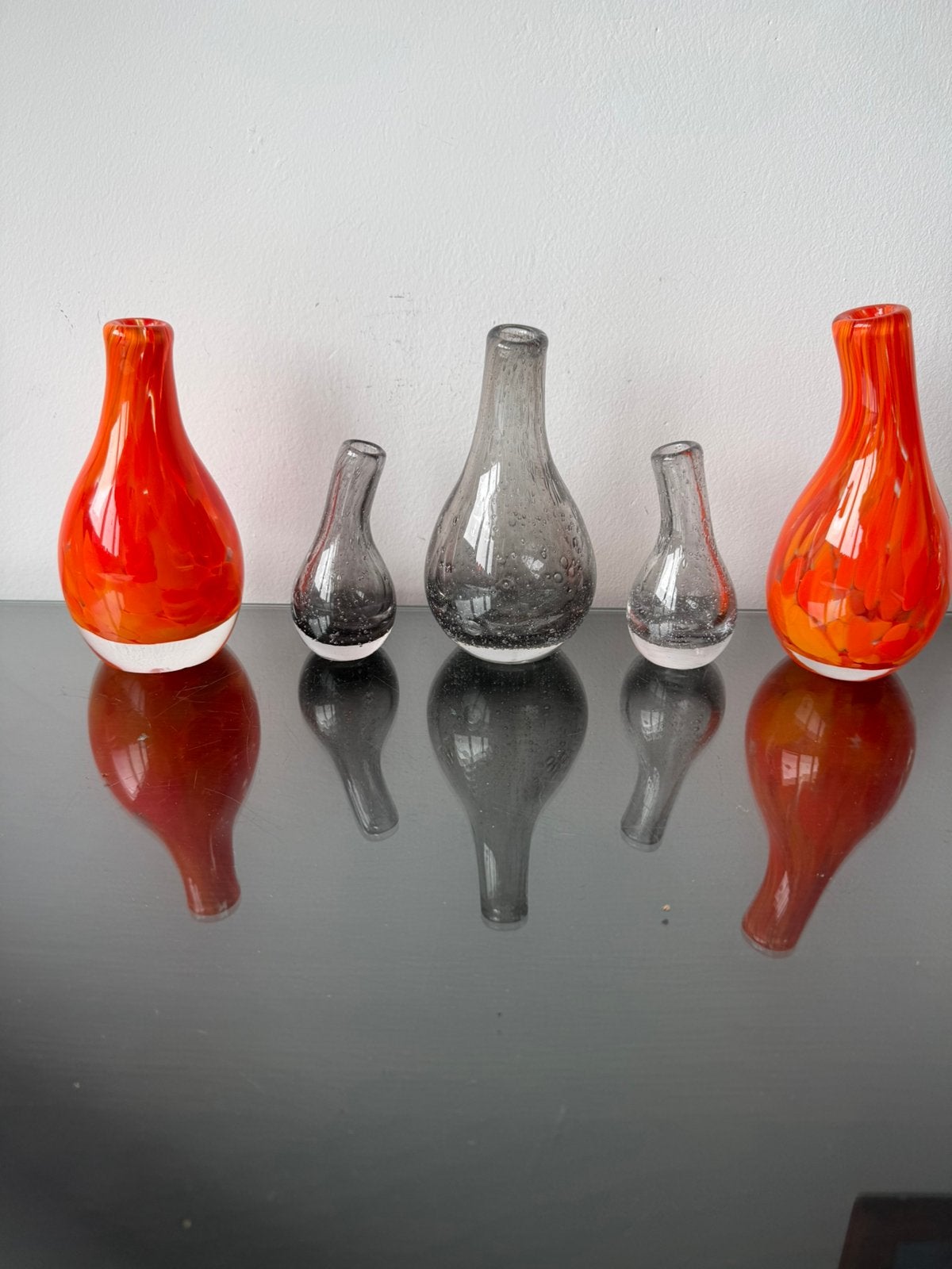 Set van 5 Fidrio vazen zwart en oranje, Ophalen of Verzenden, Zo goed als nieuw, Oranje