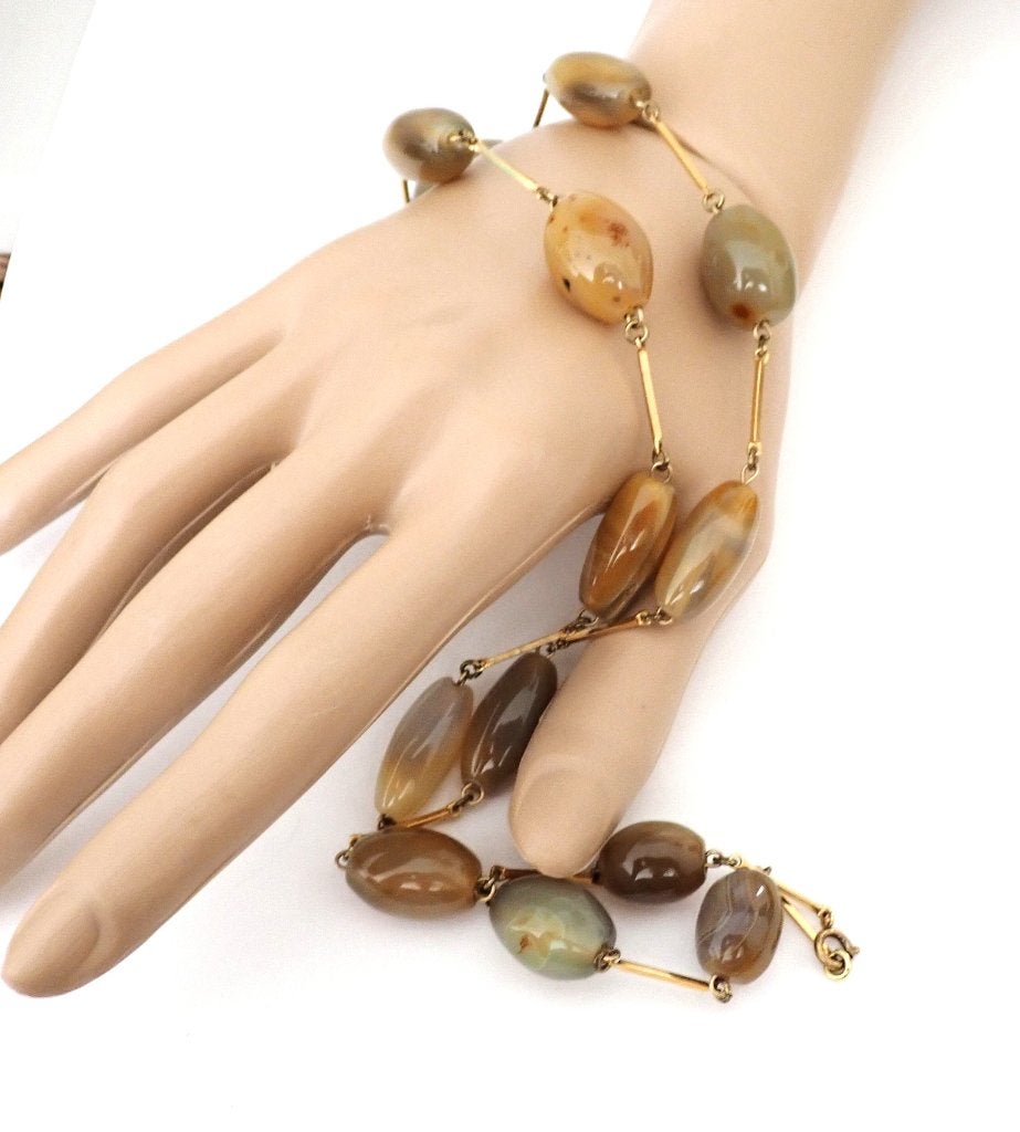 Prachtig vintage collier met agaten, Verzenden, Zo goed als nieuw, Steen of Mineraal