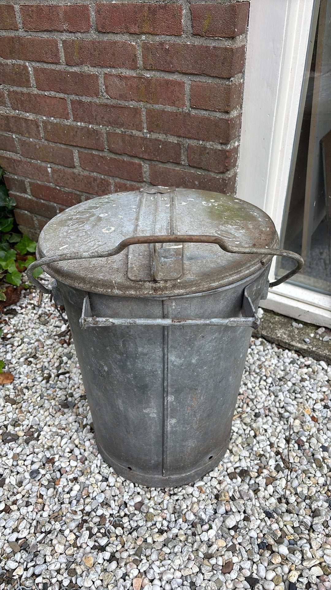 Zinken vuilnisemmer Amersfoort afvalbak prullenbak, 40 liter of meer, Ophalen of Verzenden, Gebruikt