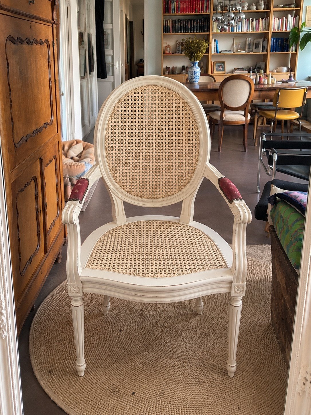 Sierlijke fauteuil Louis XVI-stijl met Weens vlechtwerk, Ophalen of Verzenden
