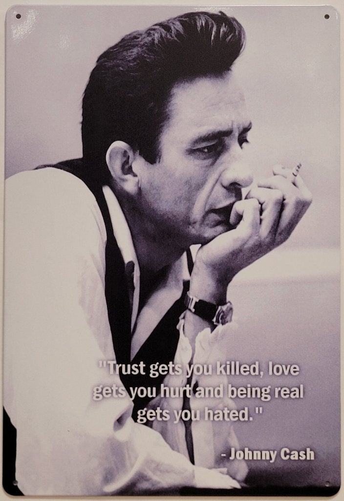 Johnny Cash tekst sigaret reclamebord van metaal wandbord, Info@deconoord.nl, Deco Noord, Nieuw, Ophalen of Verzenden