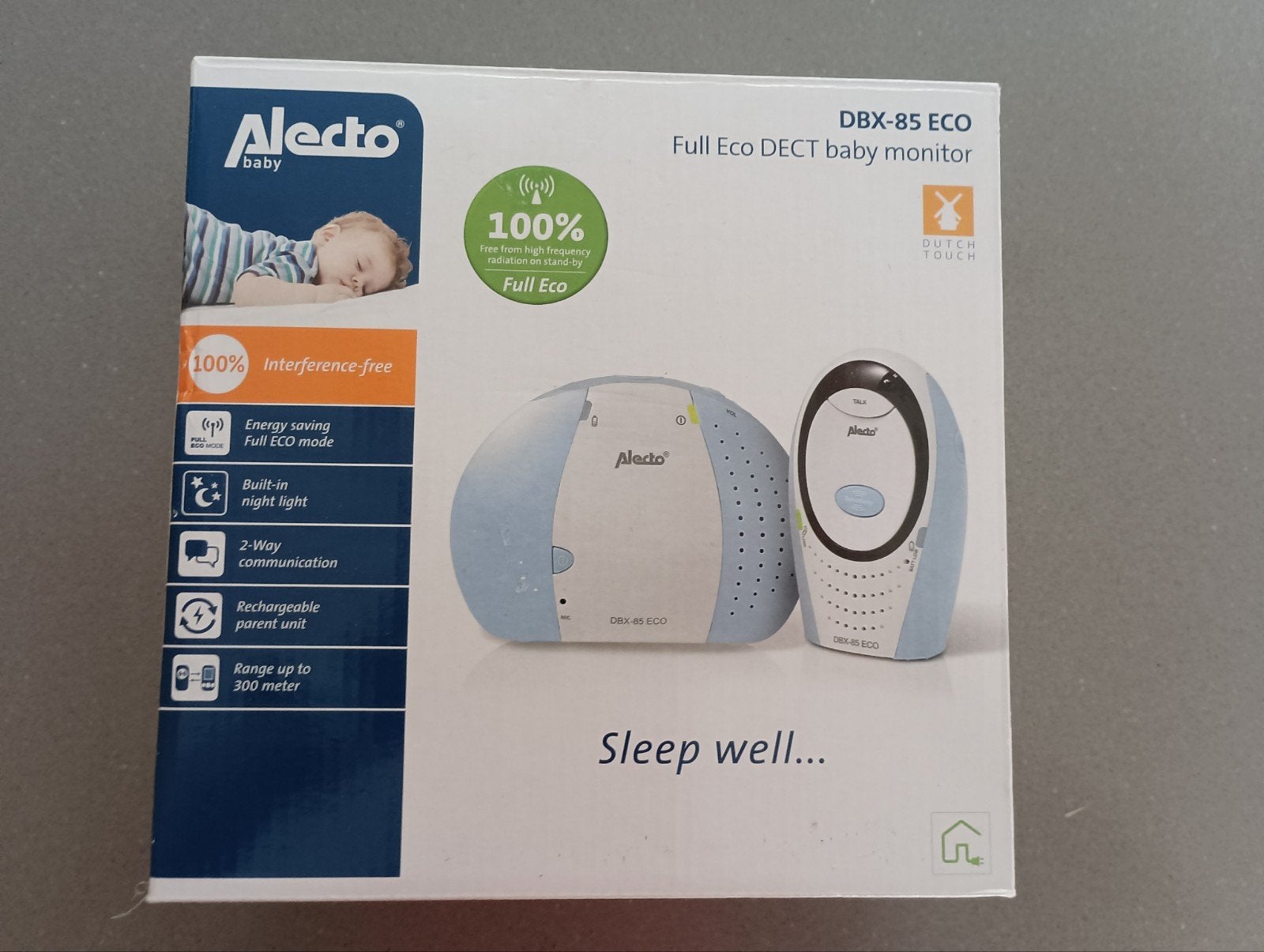 Alecto DBX-85 ECO Full Eco DECT babyfoon, Ophalen of Verzenden, Gebruikt
