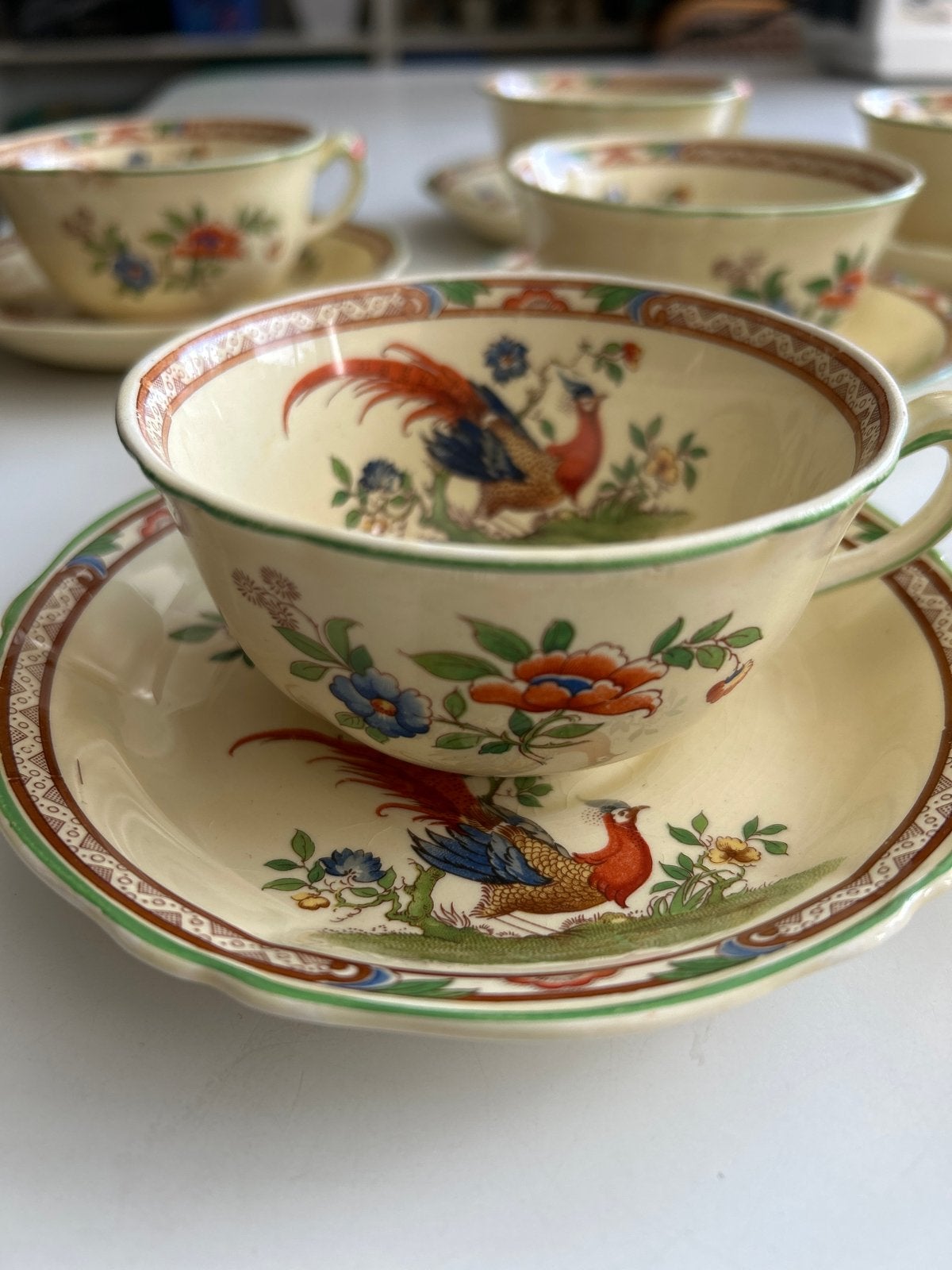 Antieke Royal Fenton Ware theeservies met fazanten, Ophalen of Verzenden