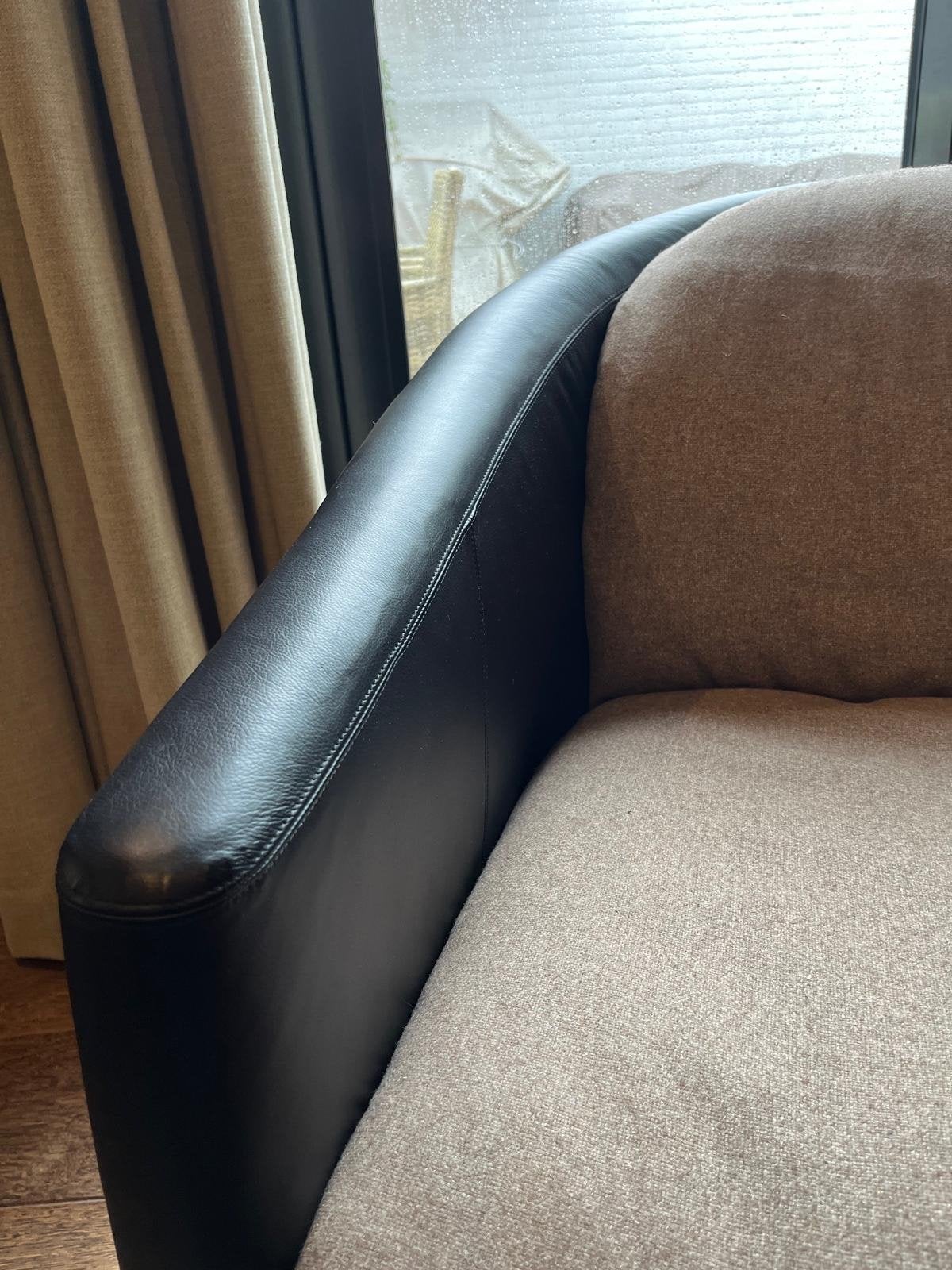 Design draaifauteuil met leer en stof - Zo goed als nieuw, Ophalen, Zwart, Leer, Zo goed als nieuw