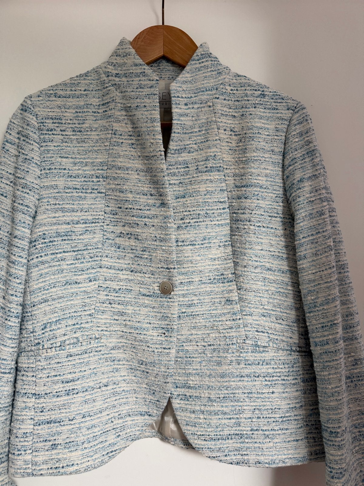 Sey Studio Jasje Maat 42 - Blauw/Wit Tweed, Kleding | Dames, Blauw, Maat 42/44 (L), Ophalen of Verzenden, Zo goed als nieuw