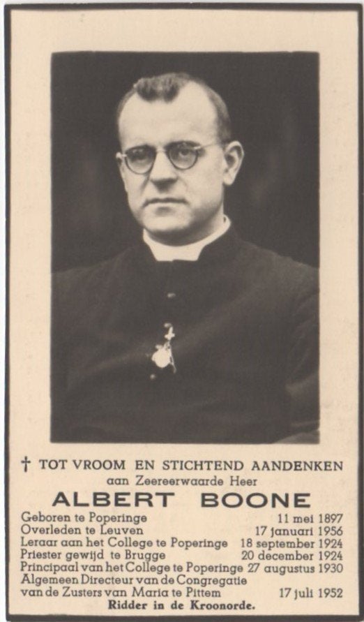 priester Albert Boone 1897 Poperinge + 1956 Leuven, 58 jaar, Verzenden