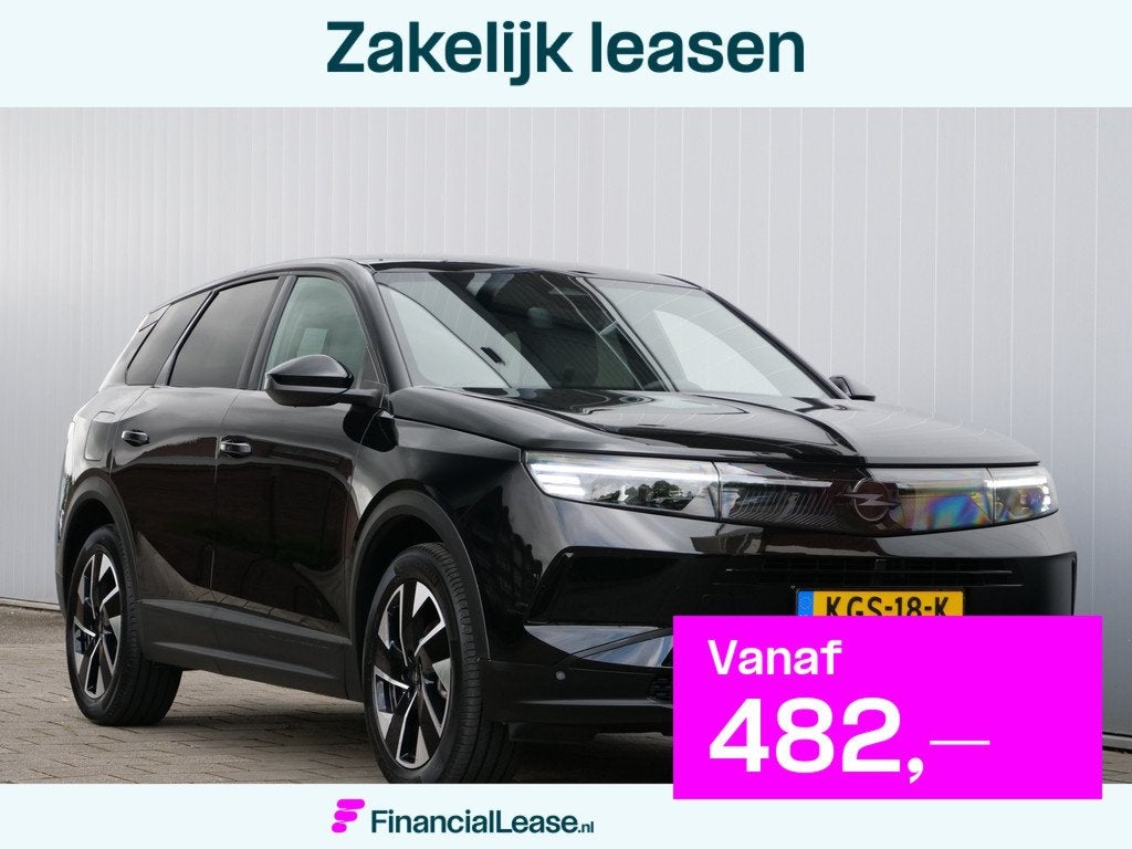 Opel Grandland 1.2 Turbo Hybrid GS 145 Pk Automaat Navi / DA, 145 pk, 1199 cc, Leder en Stof, Zwart
