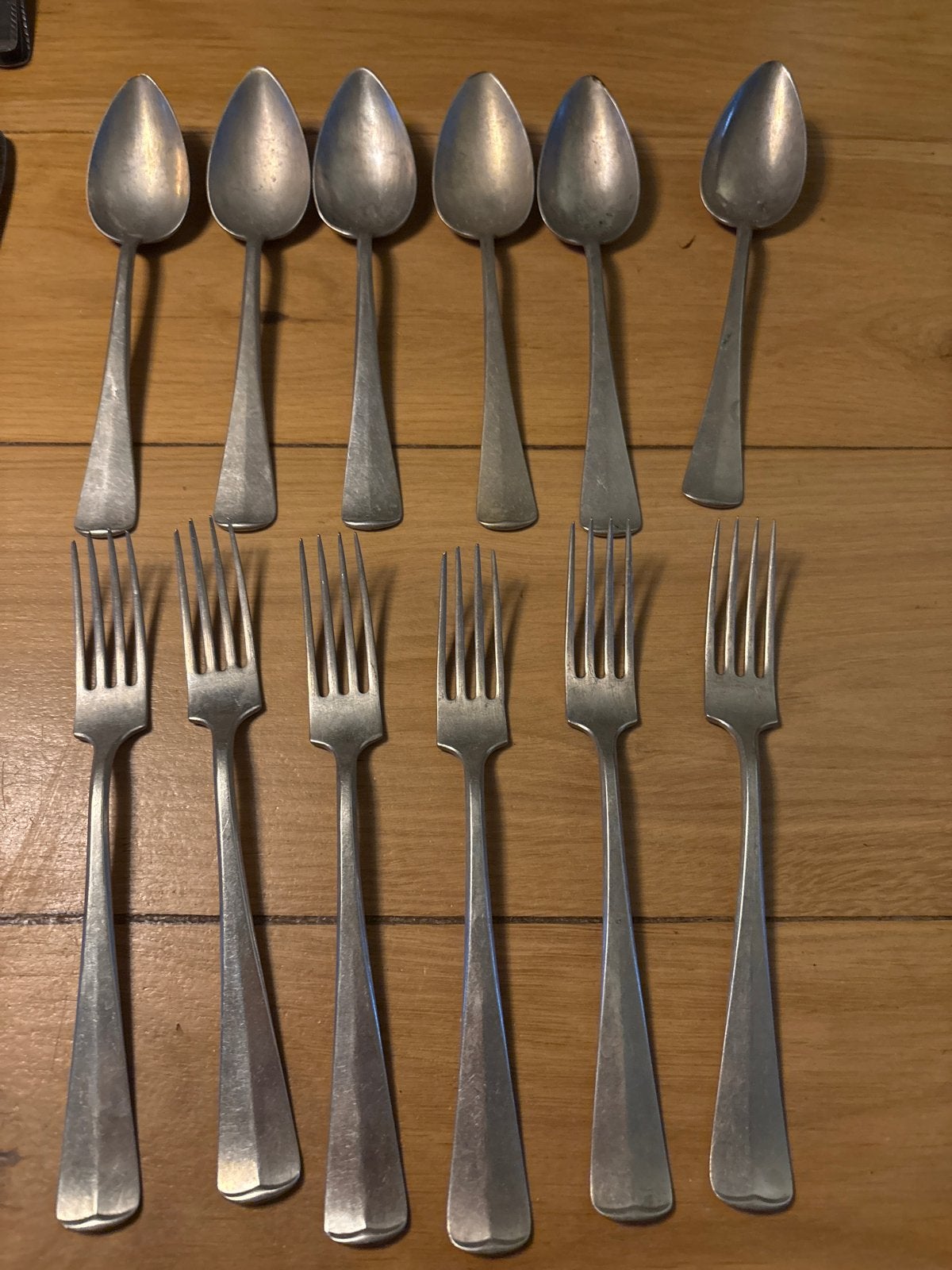 Vintage Gero Alpaca Bestekset - 6 vorken, 6 lepels, Antiek en Kunst, Antiek | Bestek, Ophalen of Verzenden