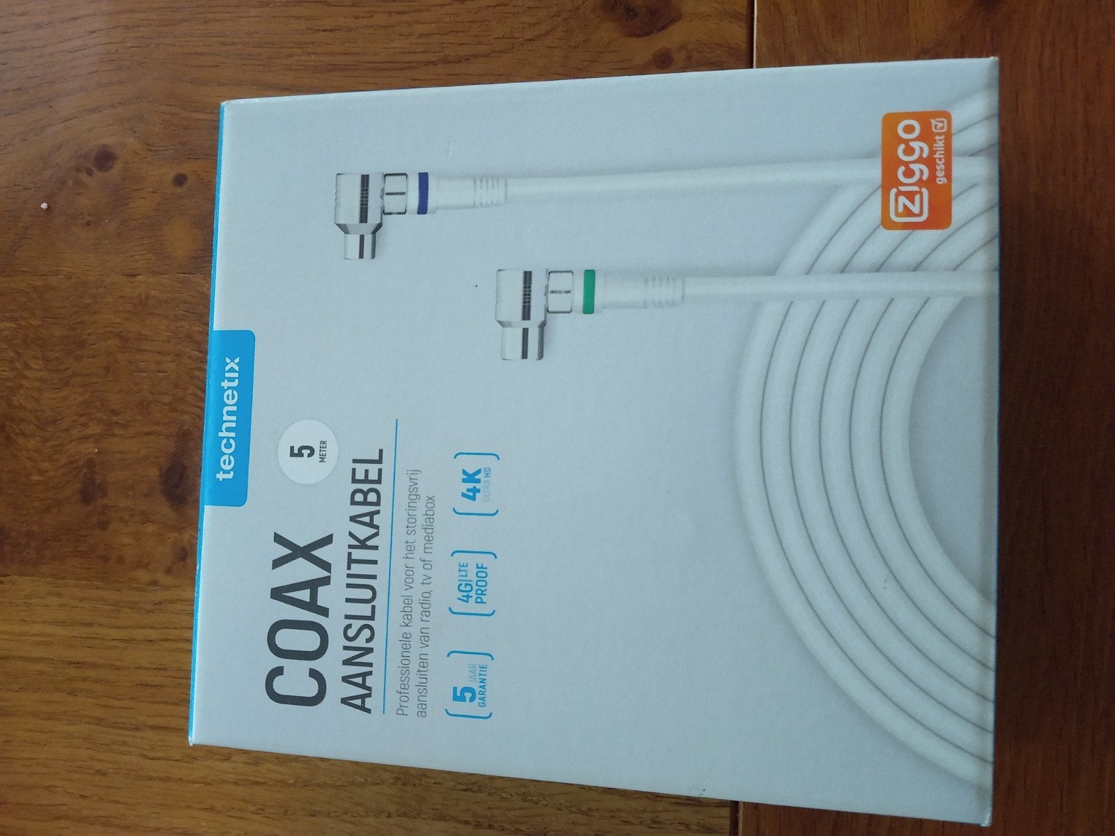 Technetix Coax Aansluitkabel 5 Meter - Ziggo Geschikt, Ophalen of Verzenden, Nieuw, 2 tot 5 meter, Coaxiale kabel