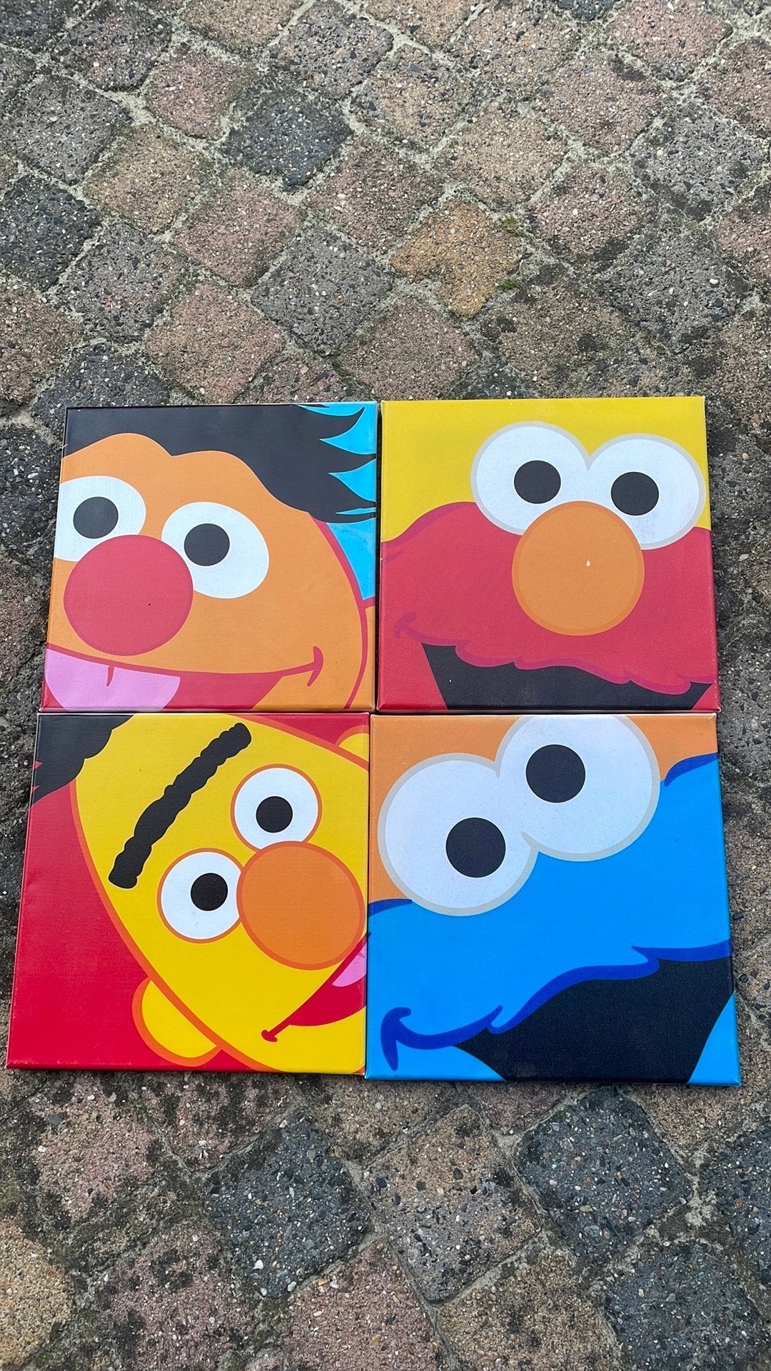 4 canvas Sesamstraat, Ophalen of Verzenden, Zo goed als nieuw, Wanddecoratie