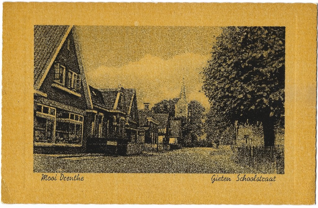 Gieten, Schoolstraat, Verzenden, 1940 tot 1960, Ongelopen, Drenthe