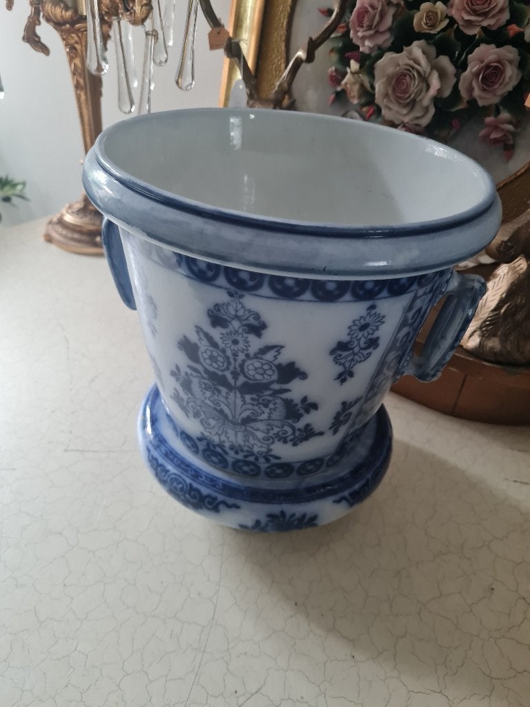Antieke bloempot, cache pot merk Petrus Regout 19e eeuw 28cm, Tuin en Terras, Bloempotten, Heikant 21 Kaatsheuvel, Gebruikt, Binnen