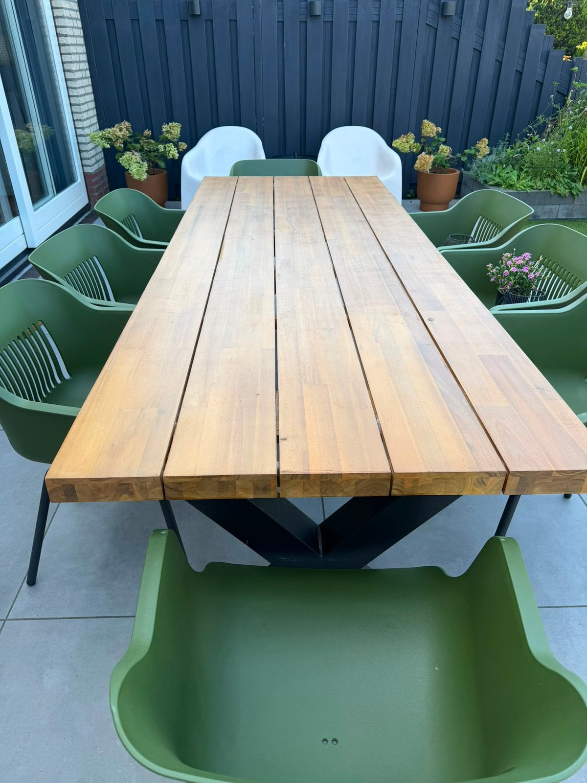 Teak Tuin Tafel 240x90 cm - Zo Goed als Nieuw, Tuin en Terras, Tuintafels, Ophalen, Zo goed als nieuw, Rechthoekig, Teakhout