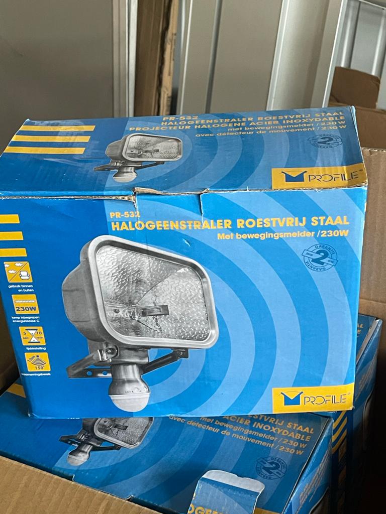 Halogeenstraler RVS met bewegingsmelder 230W, Ophalen of Verzenden, Nieuw, Overige typen