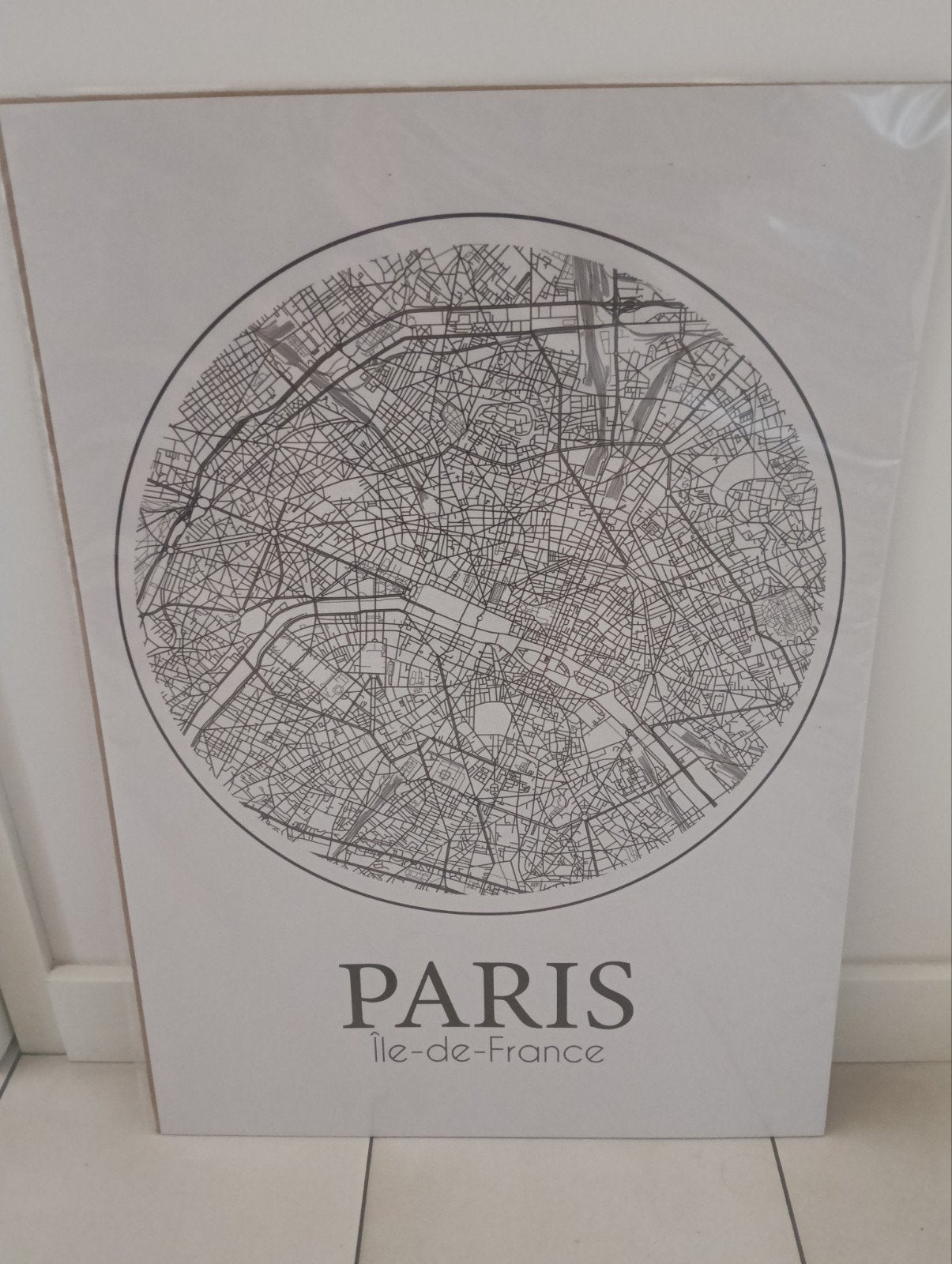 Wanddecoratie Parijs kaart - Zwart/Wit, Zwart, Papier/karton, Nieuw, Ophalen of Verzenden