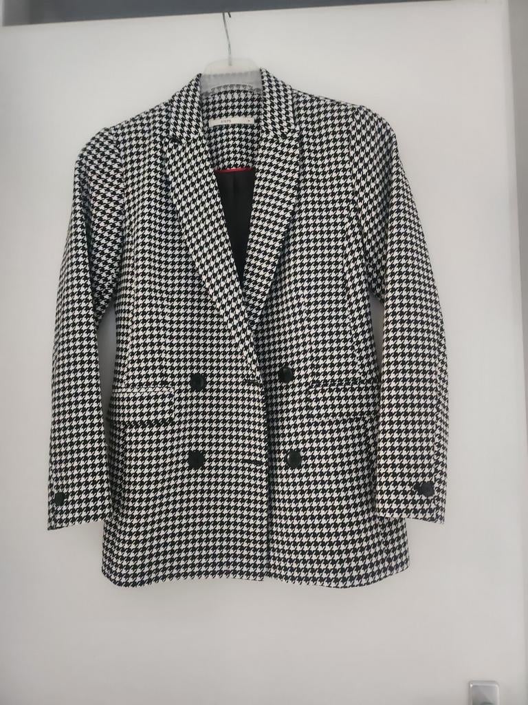Steps double breasted jasje colbert blazer zwart wit maat 38, Maat 38/40 (M), Zwart, Ophalen of Verzenden, Zo goed als nieuw