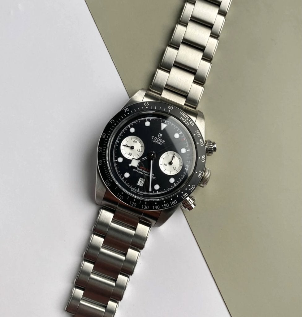 Tudor Black bay chrono M79360N Full set + rubberen band, Overige merken, Staal, Staal, Polshorloge