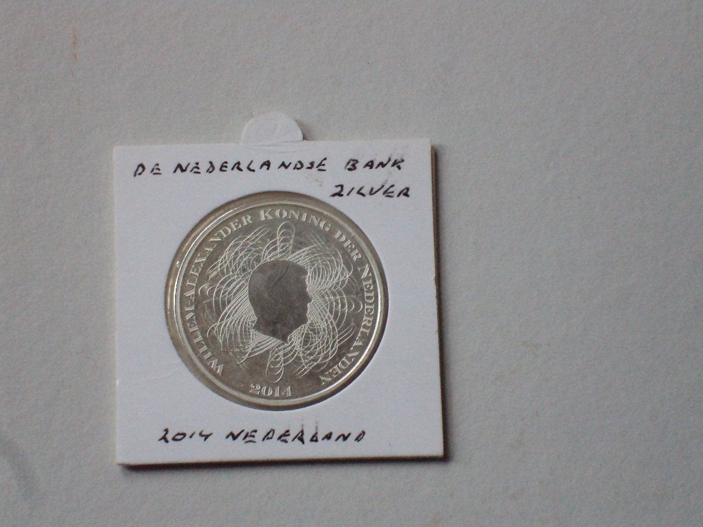 Zilveren 5 euro herdenkingsmunt Ned. bank 2014, Postzegels en Munten, Munten | Nederland, Verzenden, Koningin Beatrix, Zilver