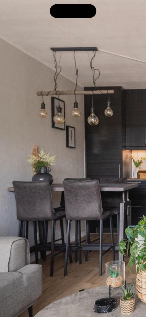 Industriële Eettafel | incl. 4 Stoelen & Onderhoudsset, Huis en Inrichting, Ophalen, Gebruikt, 50 tot 100 cm, 100 tot 150 cm