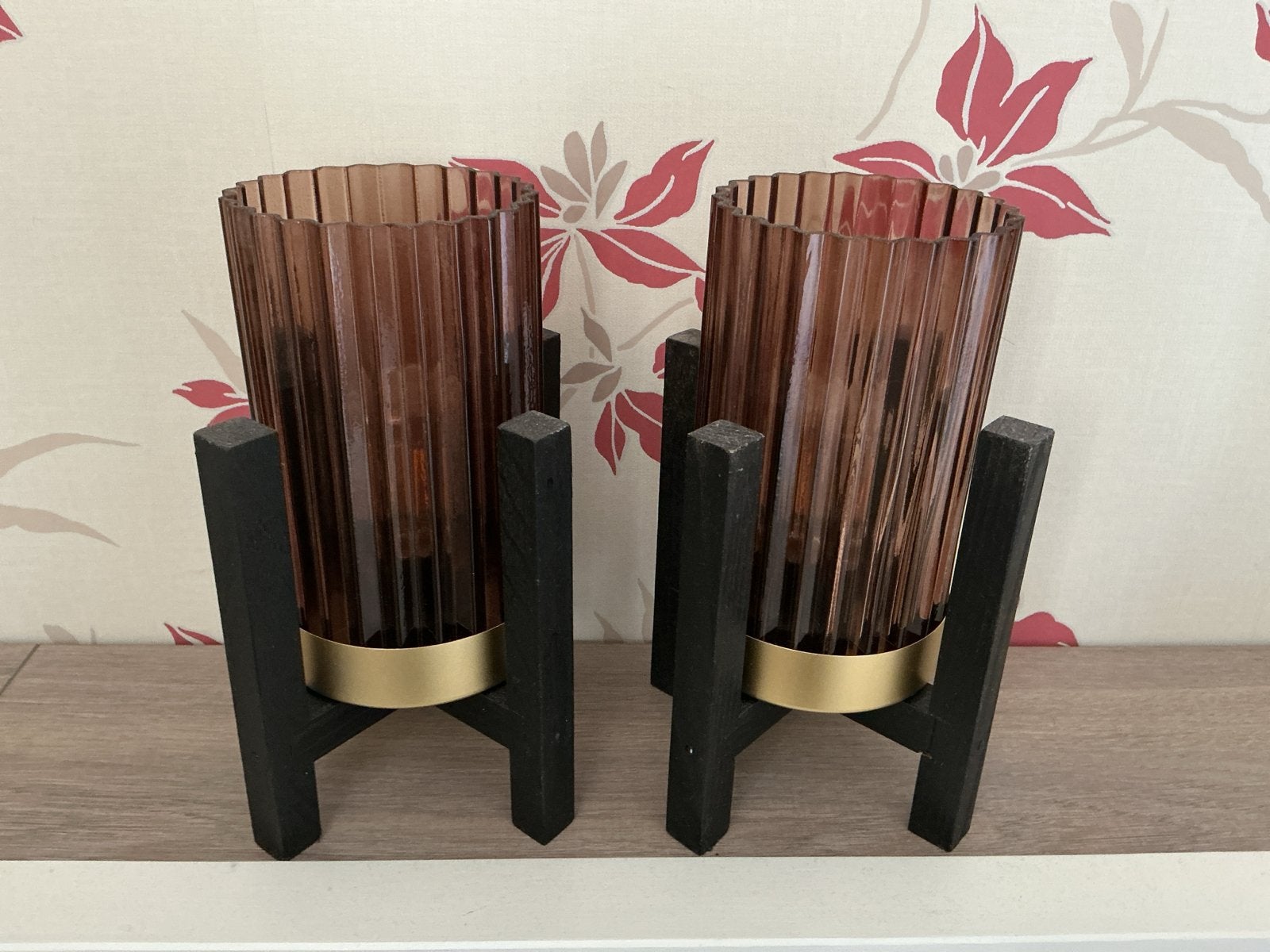 Set van 2 sfeerlampen met losse standaard, op batterijen, Overige merken, Ophalen of Verzenden, Zo goed als nieuw, Bruin