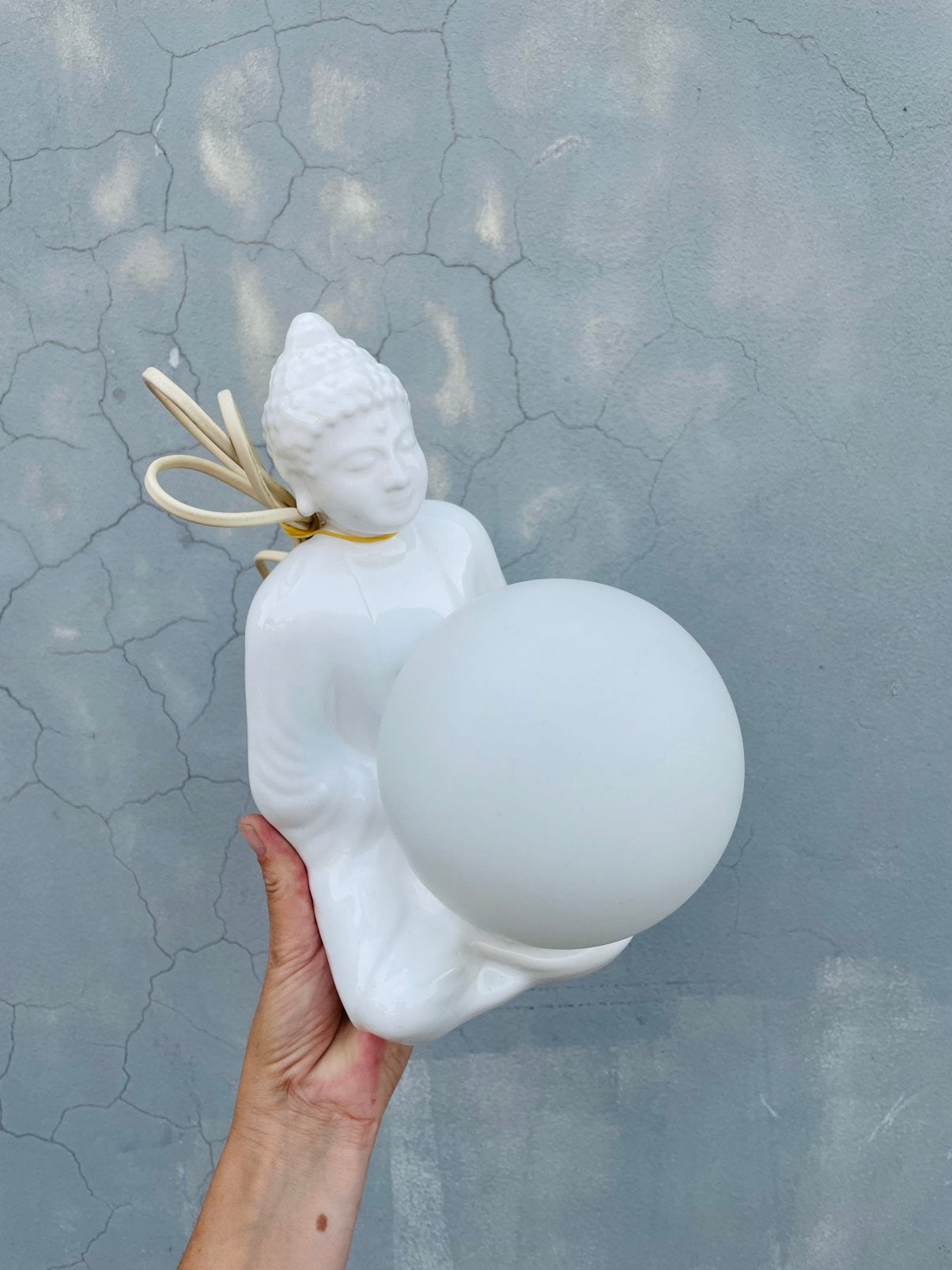 Vintage 1980’s BUDDHA Bol Lamp, Figuurlamp, Gebruikt, Vintage, Keramiek