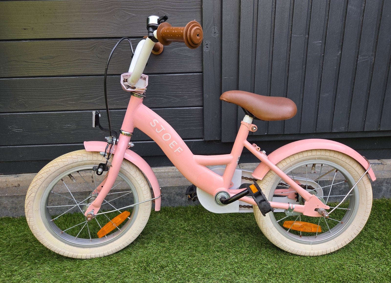 SJOEF kinderfiets roze 14 inch, Ophalen, Terugtraprem, Gebruikt, Minder dan 16 inch