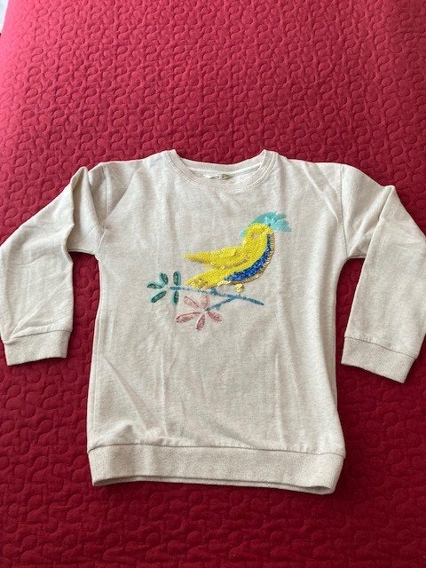 trui /sweater maat 134  pailletten kaketoe, Meisje, Trui of Vest, Zo goed als nieuw, John Lewis
