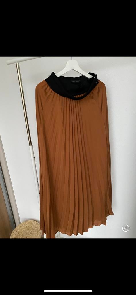 Lange plissé rok Zara, Ophalen, Bruin, Zo goed als nieuw, Maat 36 (S)