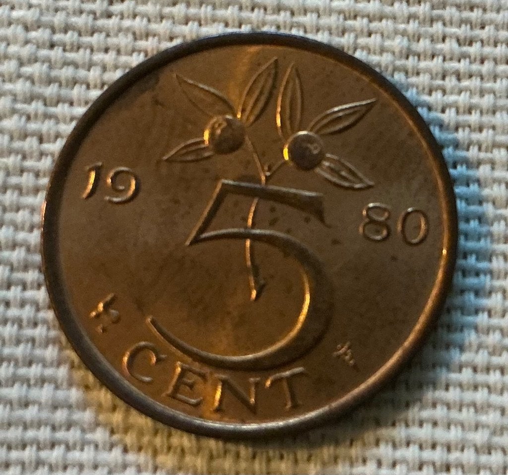 Stuiver / 5 cent 1980 Koningin Juliana, Ophalen of Verzenden, Koningin Juliana, 5 cent, Losse munt
